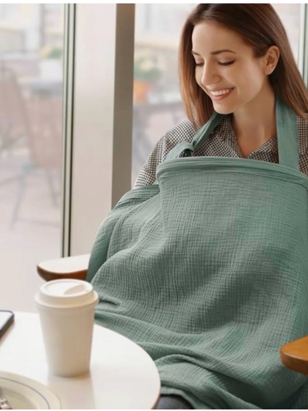 Blissful cover nursing baby’s